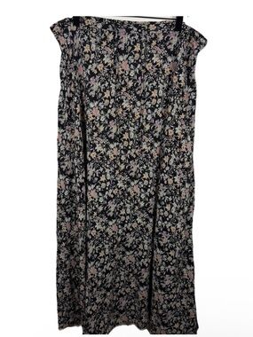 Winter Kate Silk Floral Maxi Skirt Boho Cottagecore Flowy Black M Y2K Festival